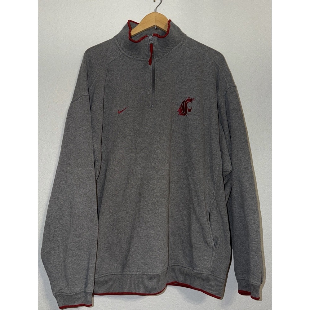 Nike Team Washington State Cougars 1/4 Zip Sweatshirt Gray Men's XL NCAA
